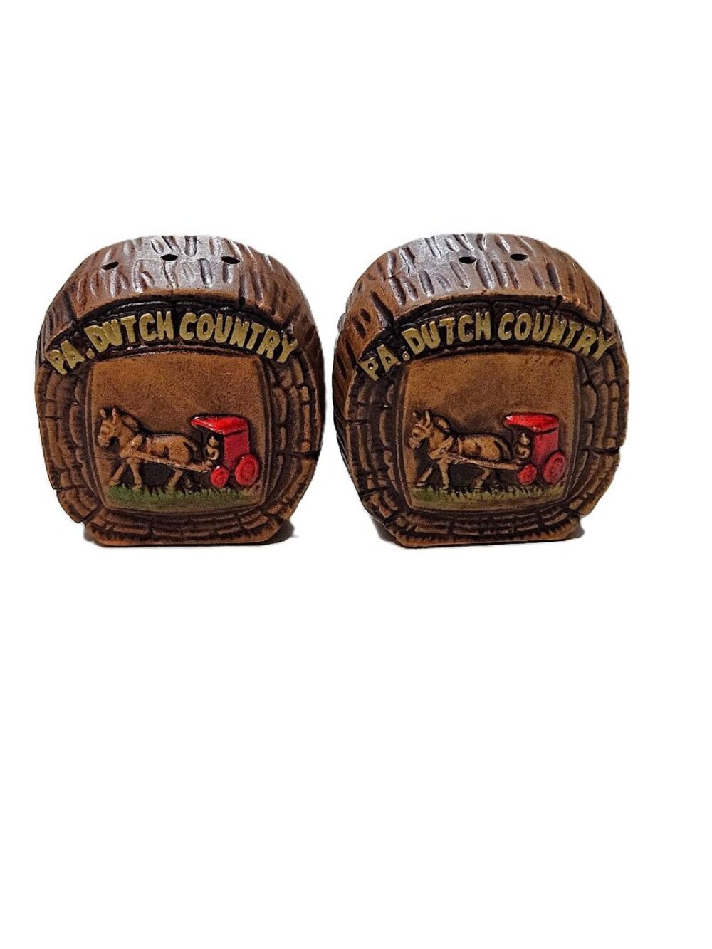 Vintage PA Dutch Country Salt Pepper Shakers Horse Buggy Ceramic Japan